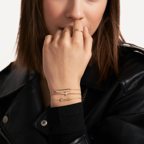 Pulseira Feminina Ouro 18k 750 Nome Cravejado Diamante Luxo - Imagem 2