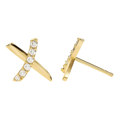 Brinco Ouro 18k Feminino Xx Cravejado Luxo Delicado