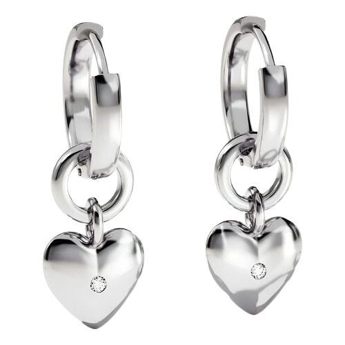 Brinco Feminino Ouro 18k Pendulo De Coração Luxo - Imagem 3