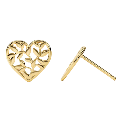 Brinco Ouro 18k Feminino Coração Em Folhas Do Amor Luxo