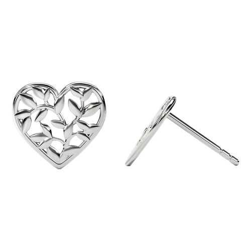 Brinco Ouro 18k Feminino Coração Em Folhas Do Amor Luxo - Imagem 3