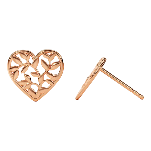 Brinco Ouro 18k Feminino Coração Em Folhas Do Amor Luxo - Imagem 4