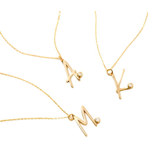 Colar Ouro 18k Feminino Inicial Nome Ponto De Diamante Luxo - Imagem 2