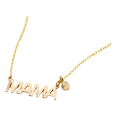 Colar Ouro 18k Feminino Mamãe Ponto Diamante Elegante Luxo - Imagem 2