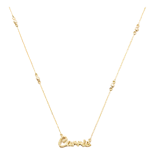 Colar Ouro 18k Feminino Nome Moderno Cravejado Diamante Luxo