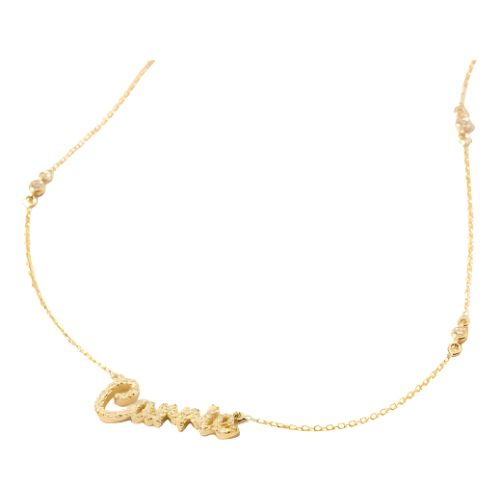 Colar Ouro 18k Feminino Nome Moderno Cravejado Diamante Luxo - Imagem 2