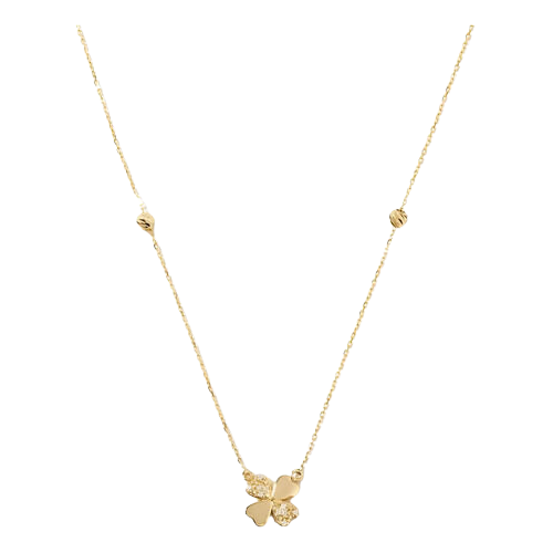 Colar Ouro 18k750 Feminino Trevo Da Sorte Cravejado Diamante