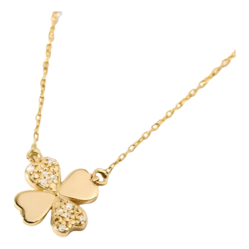 Colar Ouro 18k750 Feminino Trevo Da Sorte Cravejado Diamante - Imagem 2