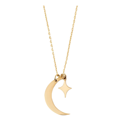 Colar Feminino Ouro 18k 750 Lua Celestial Elegante Luxo