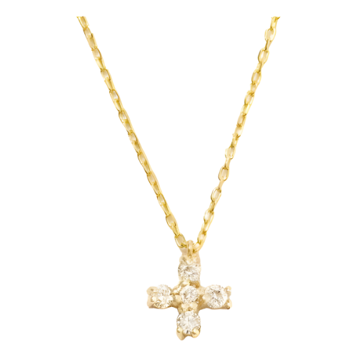 Colar Feminino Ouro 18k 750 Mini Cruz Cravejada Diamante Lux