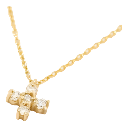 Colar Feminino Ouro 18k 750 Mini Cruz Cravejada Diamante Lux - Imagem 2