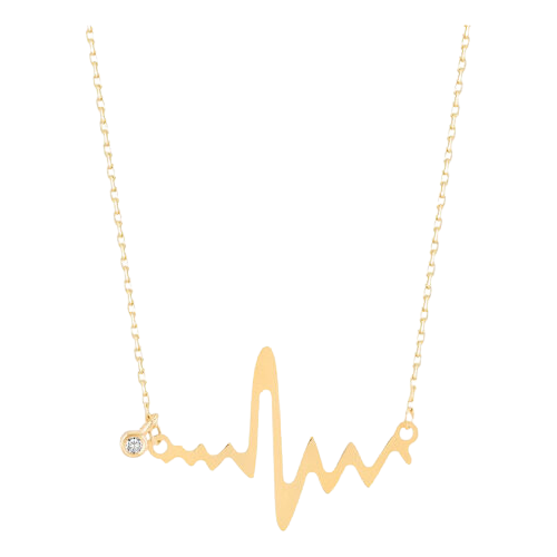 Colar Feminino Ouro 18k Batimentos Cardíacos Diamante Luxo