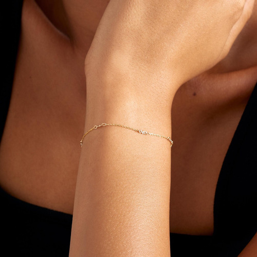 Pulseira Feminina Ouro 18k Molduras Esféricas Diamante Luxo - Imagem 3