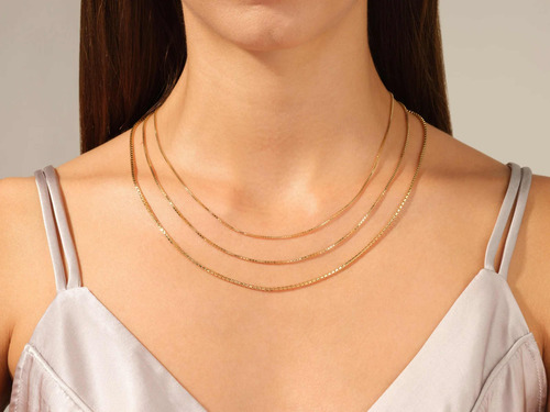 Colar Feminino Ouro 18k 750 Elos Em Caixa Boutique Luxo - Imagem 3