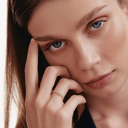 Anel Feminino Ouro 18k 750 Esferas Maciças Elegante Luxo - Imagem 3