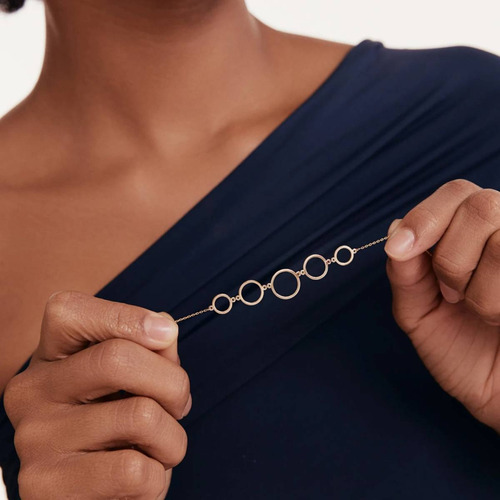 Colar Feminino Ouro 18k 750 Anéis Entrelaçados Luxo - Imagem 3