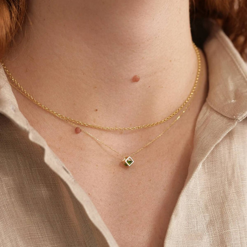 Colar Ouro 18k Feminino Cubo Magico Com Pedras Preciosas - Imagem 4