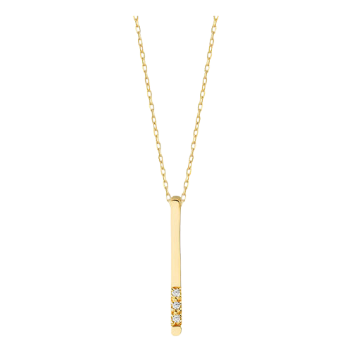 Colar Ouro 18k 750 Feminino Barra Cravejado Diamante Luxo
