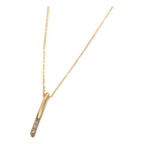 Colar Ouro 18k 750 Feminino Barra Cravejado Diamante Luxo - Imagem 2