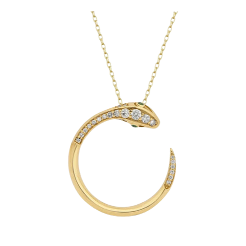 Colar Ouro 18k 750 Feminino Cobra Cravejada Diamantes Luxo