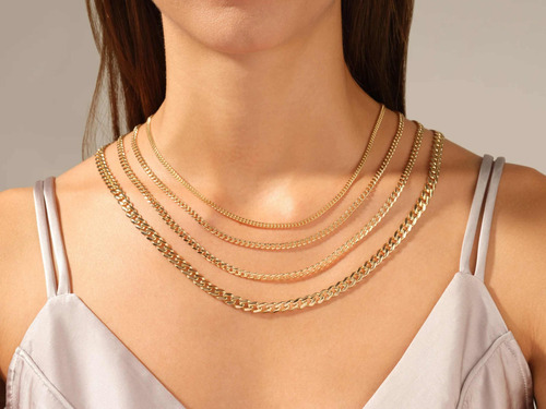 Colar Feminino Ouro 18k 750 Elos Cubanos Elegante Luxo G - Imagem 2