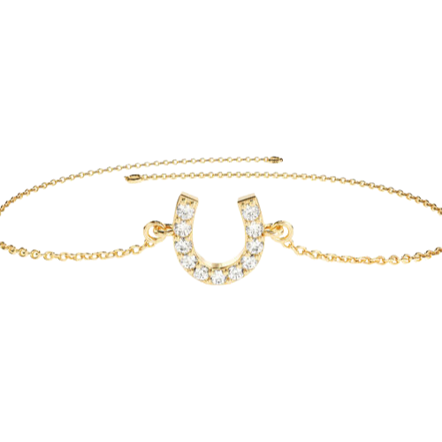 Pulseira Ouro 18k Feminina Ferradura Cravejado Diamante Luxo