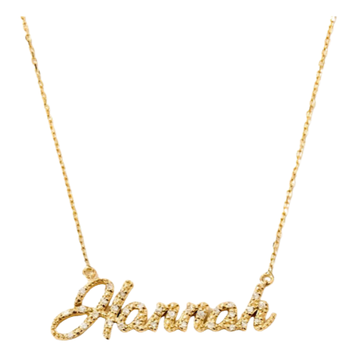 Colar Ouro 18k 750 Feminino Nomes Cravejados Diamantes Luxo