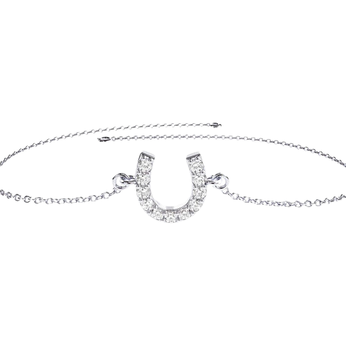 Pulseira Ouro 18k Feminina Ferradura Cravejado Diamante Luxo - Imagem 3