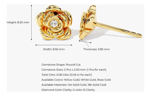 Brinco Feminino Ouro 18k Rosa Cravejada Delicada Desing Luxo - Imagem 3