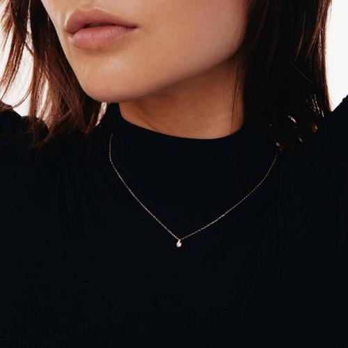 Colar Feminino Ouro 18k 750 Ponto Diamantes Elegante Luxo - Imagem 4