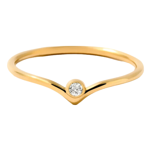 Anel Ouro 18k Feminino Em V Diamante Ou Safira Central Luxo