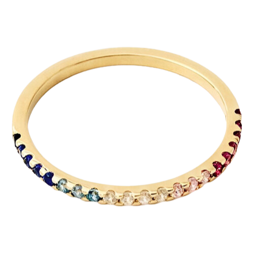 Anel Ouro 18k Feminino Esmeraldas Diamantes E Safiras Luxo - Imagem 2