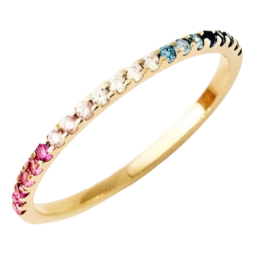 Anel Ouro 18k Feminino Esmeraldas Diamantes E Safiras Luxo