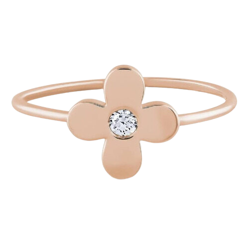 Anel Ouro 18k750 Feminino Flor Delicada Com Diamante Central - Imagem 4