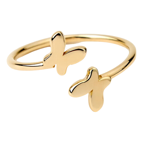 Anel Solitário Feminino Ouro 18k 750 Borboletas Boutique Lux - Imagem 2