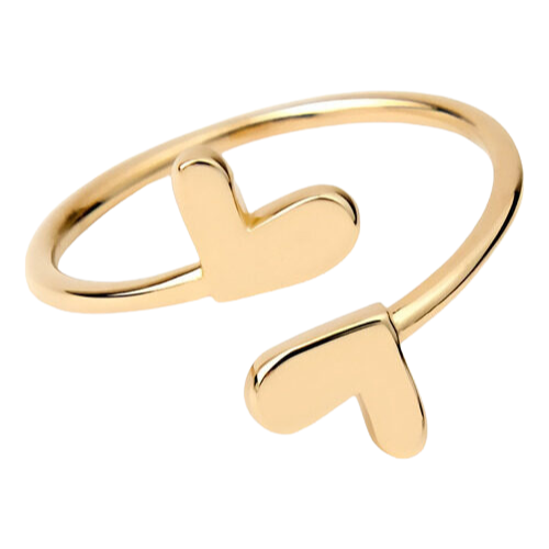 Anel Solitário Feminino Ouro 18k 750 Corações Ajustável Luxo