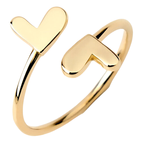 Anel Solitário Feminino Ouro 18k 750 Corações Ajustável Luxo - Imagem 2