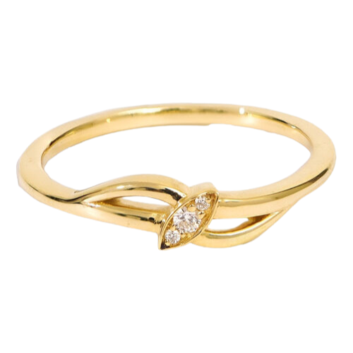 Anel Noivado Ouro 18k 750 Feminino Folha Diamantes Central
