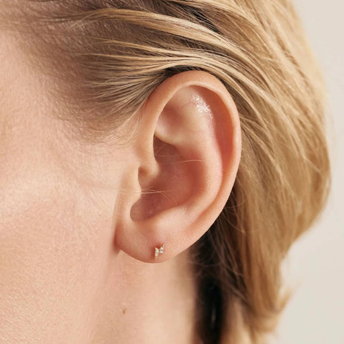 Brinco Feminino Ouro 18k750 Raio Discreto Cravejado Diamante - Imagem 3