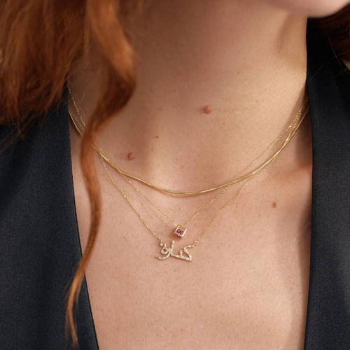 Colar Ouro 18k Feminino Cubo Magico Com Pedras Preciosas - Imagem 3