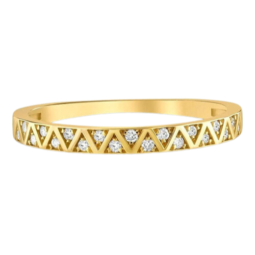 Anel Noivado Ouro 18k750 Feminino Zig-zag Em Diamantes Luxo