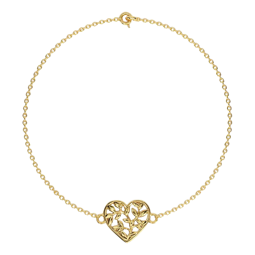 Pulseira Ouro 18k Feminina Coração Maciço Elegante Luxo