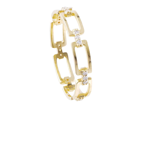 Anel Ouro 18k 750 Feminino Corrente De Diamante Elegante