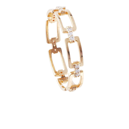 Anel Ouro 18k 750 Feminino Corrente De Diamante Elegante - Imagem 5