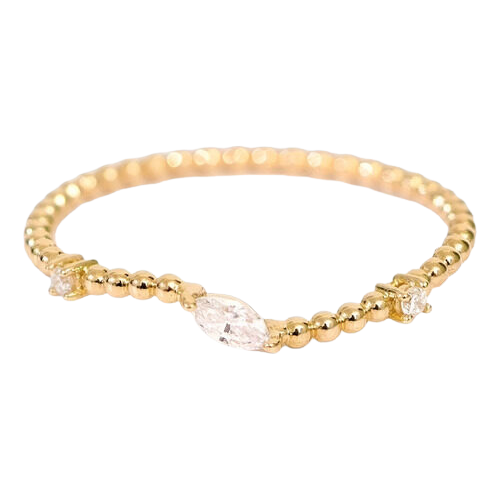 Anel Ouro 18k 750 Feminino Empalhável Diamante Marquise Luxo