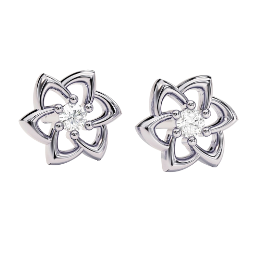 Brinco Feminino Ouro 18k 750 Flor Delicada Diamante Central - Imagem 3