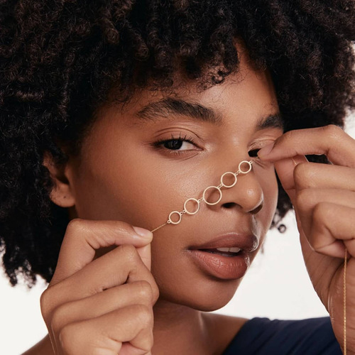 Colar Feminino Ouro 18k 750 Anéis Entrelaçados Luxo - Imagem 4