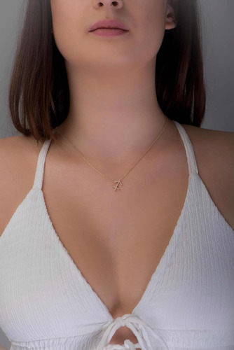 Colar Feminino Ouro 18k Signo Sagitário Cravejado Diamante - Imagem 3