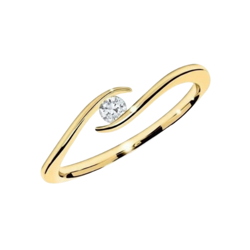 Anel Solitário Ouro 18k Diamante De 15 Pontos