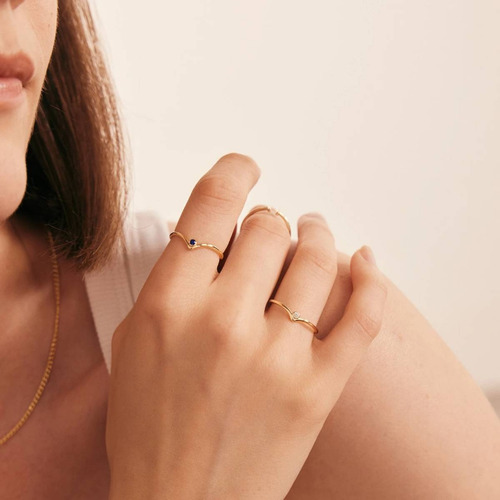 Anel Ouro 18k Feminino Em V Diamante Ou Safira Central Luxo - Imagem 3